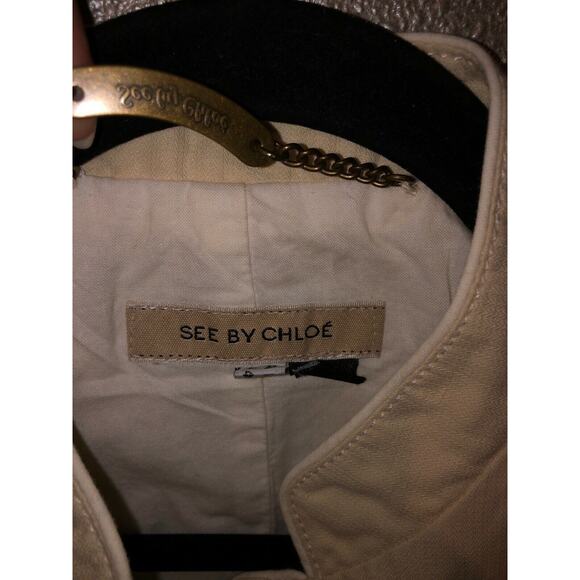 See by Chloe Cream Military Style Jacket Linen Cotton Blend Long Sleeve Jacket 8 - Picture 3 of 12